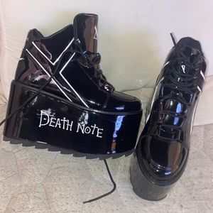 YRU QOZMO Death Note 3 inch Platform, 4 inch heels SIZE 8 (never worn)